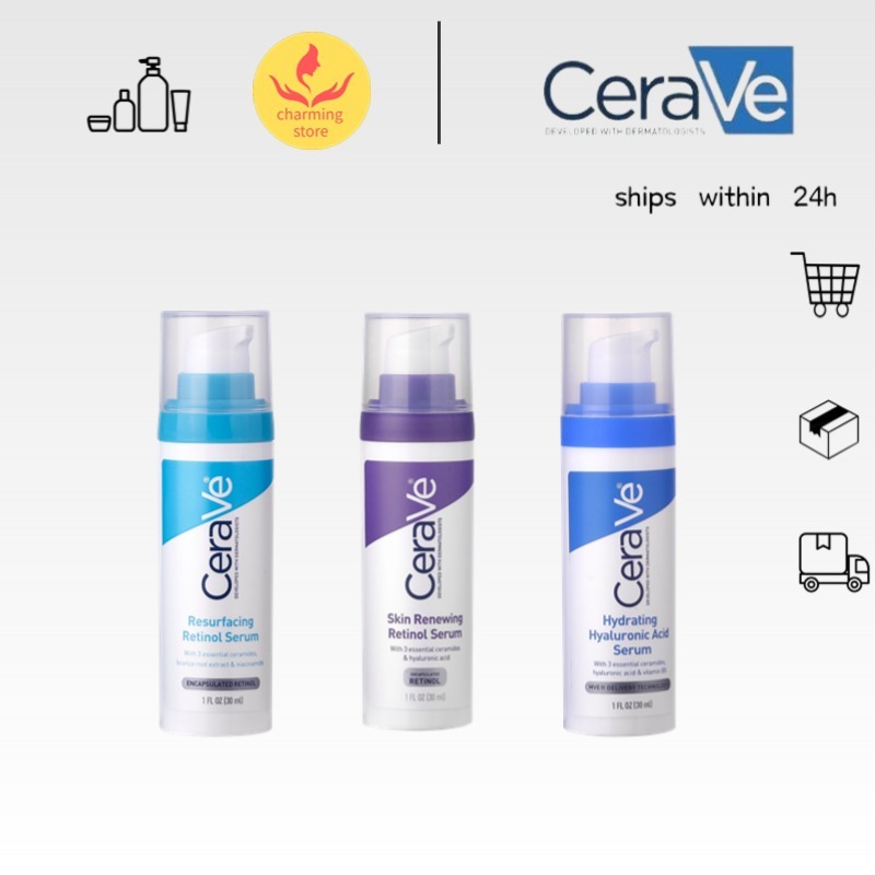 Cerave SkinRenewing Retinol/Resurfacing/Hydrating Hyaluronic Acid Serum 30ml ลดริ้วรอย ครีมเรตินอล