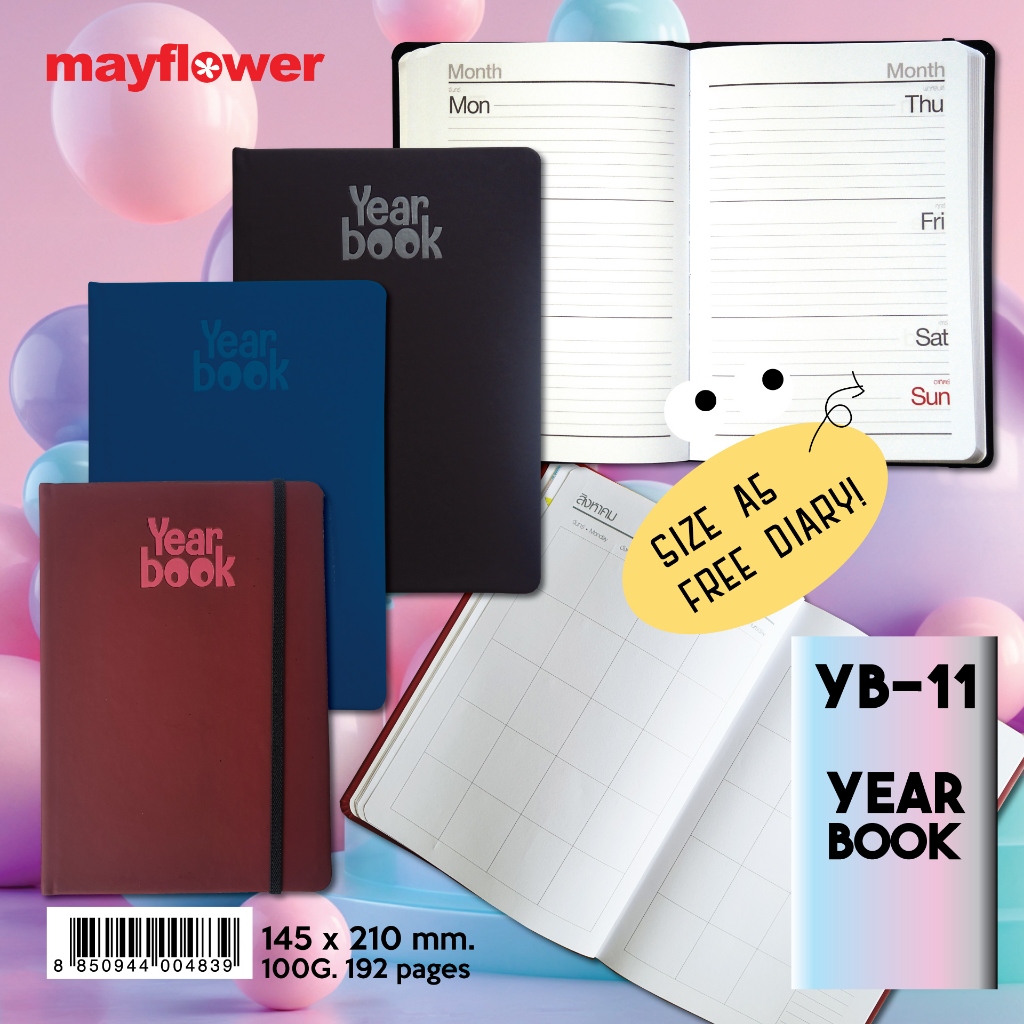 Mayflower Official YB-11 2024 Free Planner+Free Diary A5 แพลนเนอร์ไดอารี่ไม่มีวันที่นะคะะ