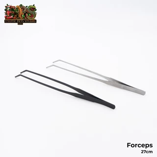Forceps ฟอร์เซปปลายตรงและปลายงอ สีดำและสีเงิน ขนาด 27 cm. / 38 cm. ที่คีบสแตนเลส ปากคีบสแตนเลส