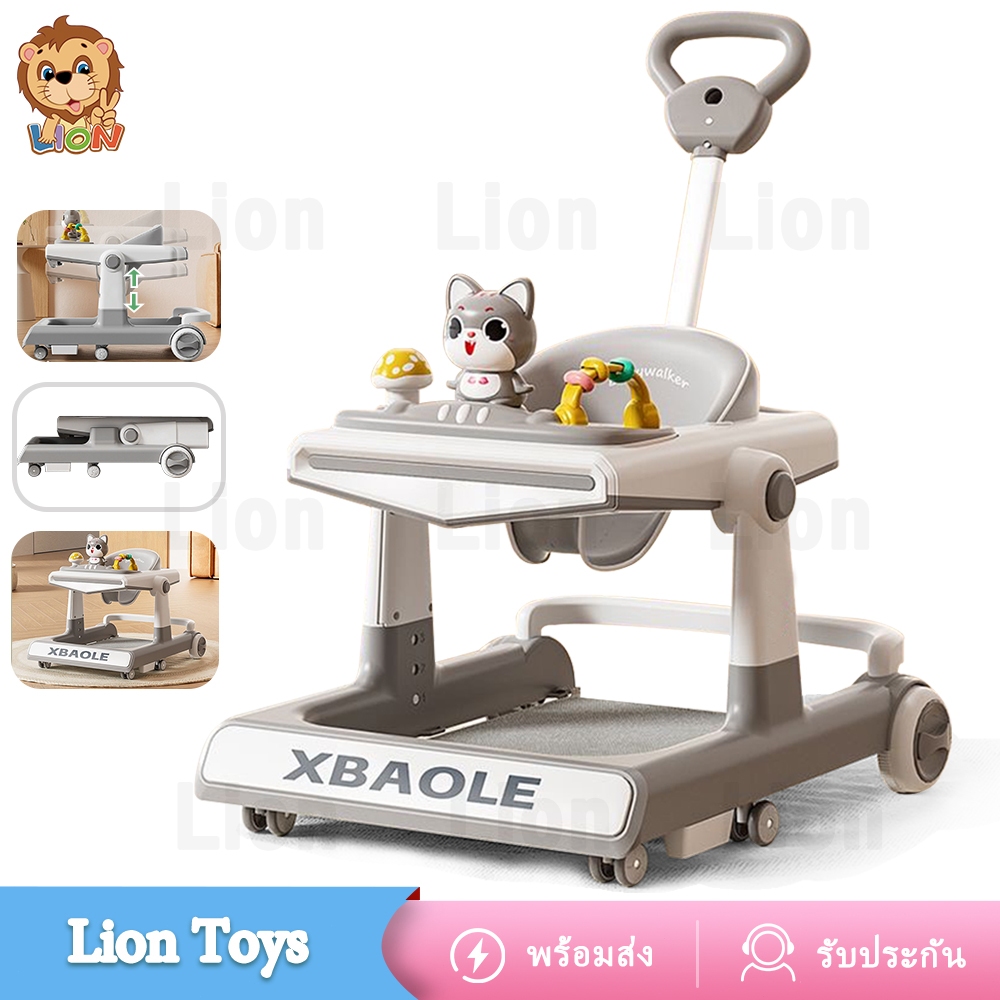 LionToys รถหัดเดินเด็ก2in1 รถเด็กหัดเดิน รถกวงลมหน้าแมว ได้ครบชุดพร้อมที่บังแดด+มด้ามจับเข็น
