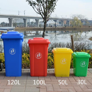 ถังขยะพลาสติกHDPE 30L 50L แบบมีฝาปิด มีล้อ คุณภาพดี ทนทาน ขนาดพอเหมาะ ใส่ถุงขยะขนาด 24×28 นิ้ว
