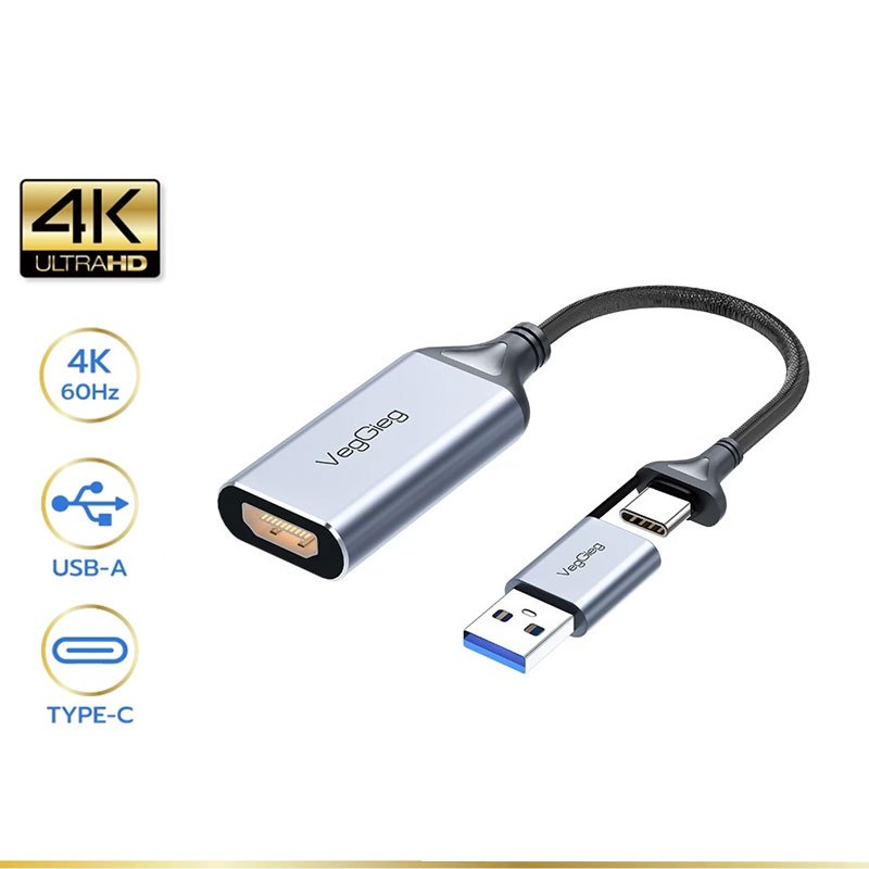 การ์ดจับภาพวิดีโอ Video Capture Card, Type-C / USB3.0, 4K@30Hz, การบันทึกวิดีโอความละเอียดสูง