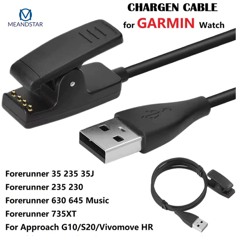 สายชาร์จแบตเตอรี่สำหรับ Garmin Lily Forerunner 35 35J 235 735XT 230 645 vomove HR G10 S20สมาร์ทวอท์ชคลิปชาร์จ USB