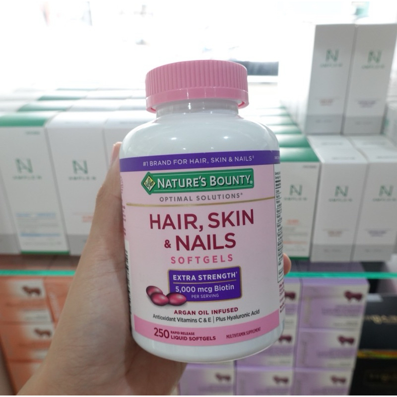 Nature's Bounty Optimal Solution Extra Strength Hair, skin & nail 250 เม็ด บำรุงผิว ผม เล็บ