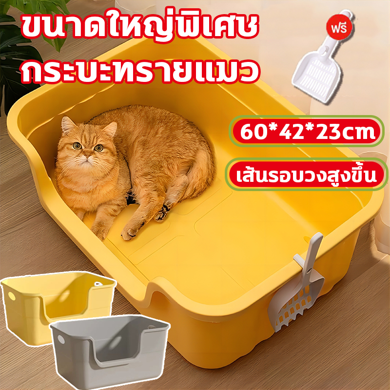 กระบะทรายแมว ห้องน้ำแมว ใหญ่กระบะทรายแมว ห้องนน้ำแมวขนาดใหญ่ พร้อมที่ตัก ขอบสูงกันกระเด็น ป้องกันการรั่ว ส้วมแมวใหญ่ ราคา ถูกที่สุด ดีลบีเคเค แกลเลอรีภาพที่ 9