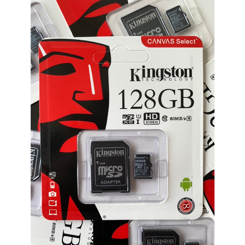 Kingston Micro sd card Memory Card 128GB กล้อง/กล้องติดรถยนต์ / โทรศัพท์มือถือ (เทียบแท้)