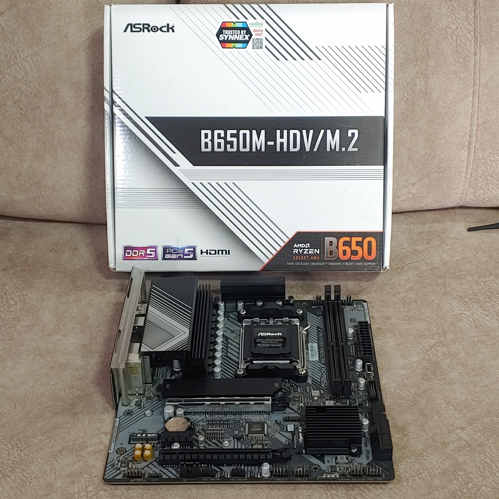 (มือ 2) เมนบอร์ด ASROCK B650M-HDV/M.2 AM5 ราคาถูกแต่ภาคจ่ายไฟดี ใช้ CPU ได้ถึง Ryzen 9 170W B650 Mot