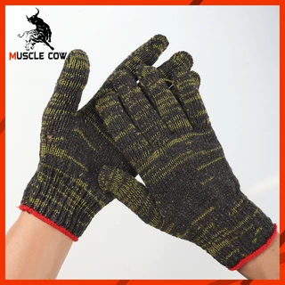 MUSCLE COW ถุงมือผ้าฝ้ายสีขาว/สีเทา 12 คู่ สำหรับงานช่างและเกษตร