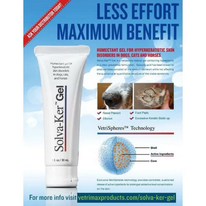 VetriMAX Solva-Ker Gel Wart Remover Humectant Gel for dogs & cats stops wart growth treats rough ski