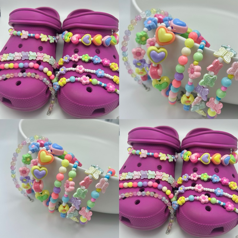 Piing me Shoe Charms | สร้อยตกแต่งรองเท้าลายหัวใจ ดอกไม้ ผีเสื้อ แบบสีอ่อนสีสันสดใส