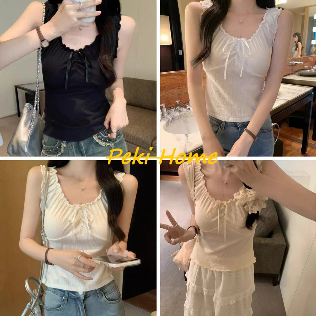 เสื้อสายเดี่ยวพับเก็บลายตาข่าย