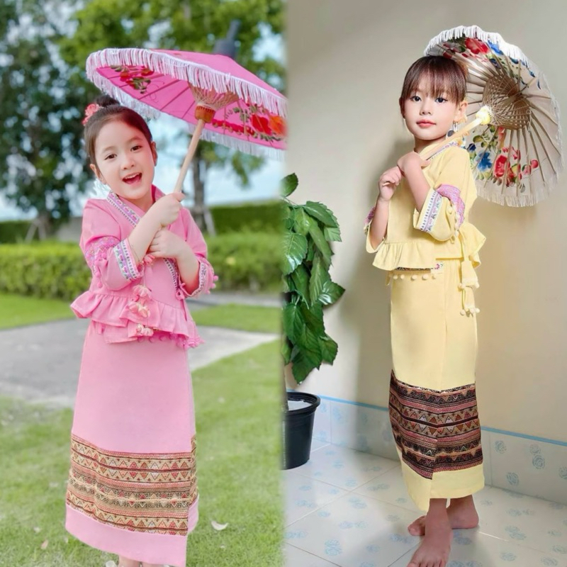 (รหัสFL) ชุดพื้นเมืองเด็กผู้หญิง น่ารัก ชุดล้านนาเด็ก