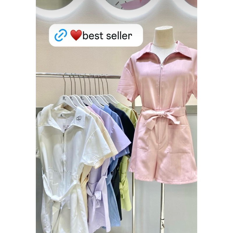 Pradap_brand:จั้มหมีขาสั้นซิปหน้า “best seller”