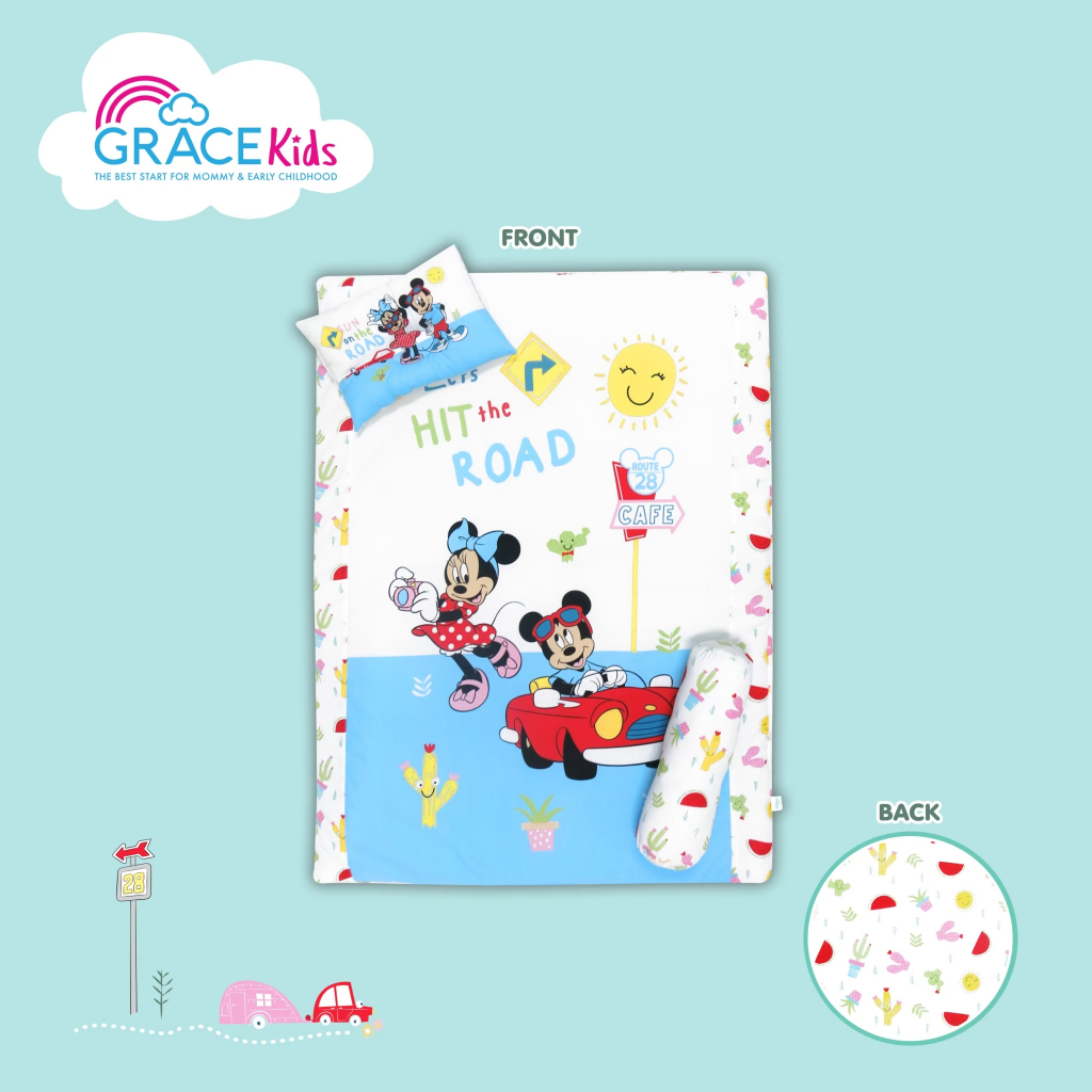 ที่นอนปิคนิค ที่นอนเด็กอนุบาล Disney ที่นอนเด็กพร้อมหมอนหนุน+หมอนข้างคละลาย ไซส์L ขนาด28x40นิ้ว - รูปที่ 4