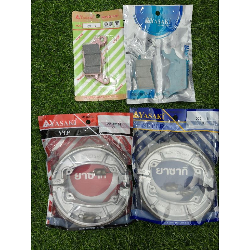 ผ้าเบรคหน้า-ผ้าเบรคหลัง CLICKเก่า-CL-I,CL150  YASAKI ของแท้
