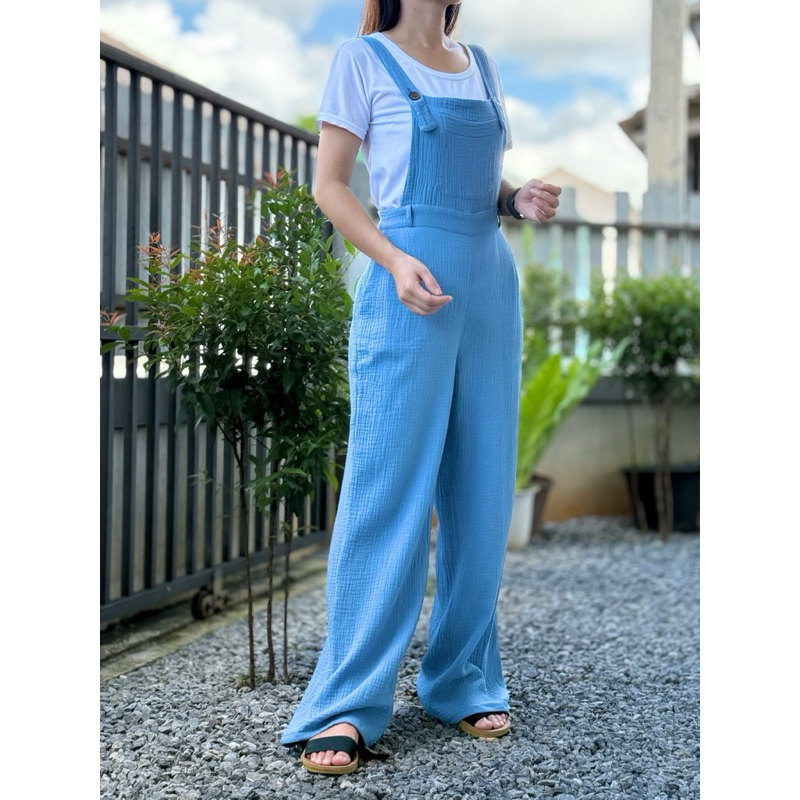ชุดเอี๊ยมสาลู 2 ชั้น Gauze Jumpsuit Dungaree | Gauze Jumpsuit | Gauze Overalls Women | Muslin overal