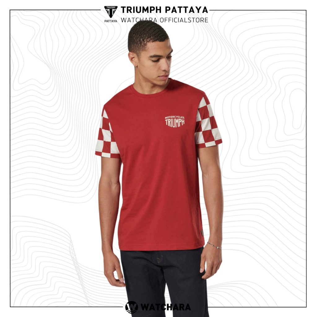 Triumph เสื้อยืดคอกลม PRESTON T-SHIRT RED / BONE