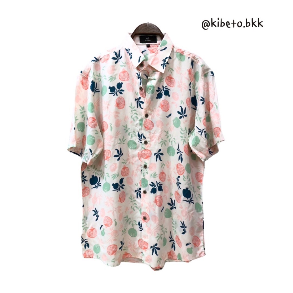 Kibeto เสื้อฮาวาย ลายทับทิม ผ้าสปันเรยอน เนื้อนิ่ม ใส่สบาย M L XL 2XL 3XL