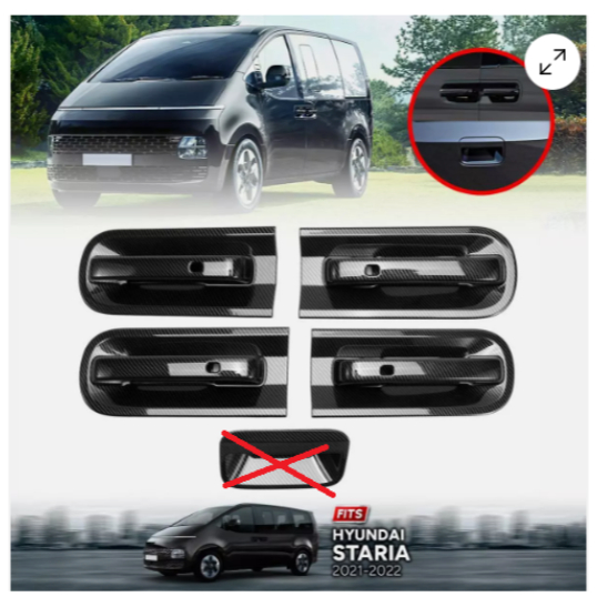 ครอบมือจับ Hyundai Staria 12ชิ้น มือจับด้านหลัง ลาย คาร์บอน