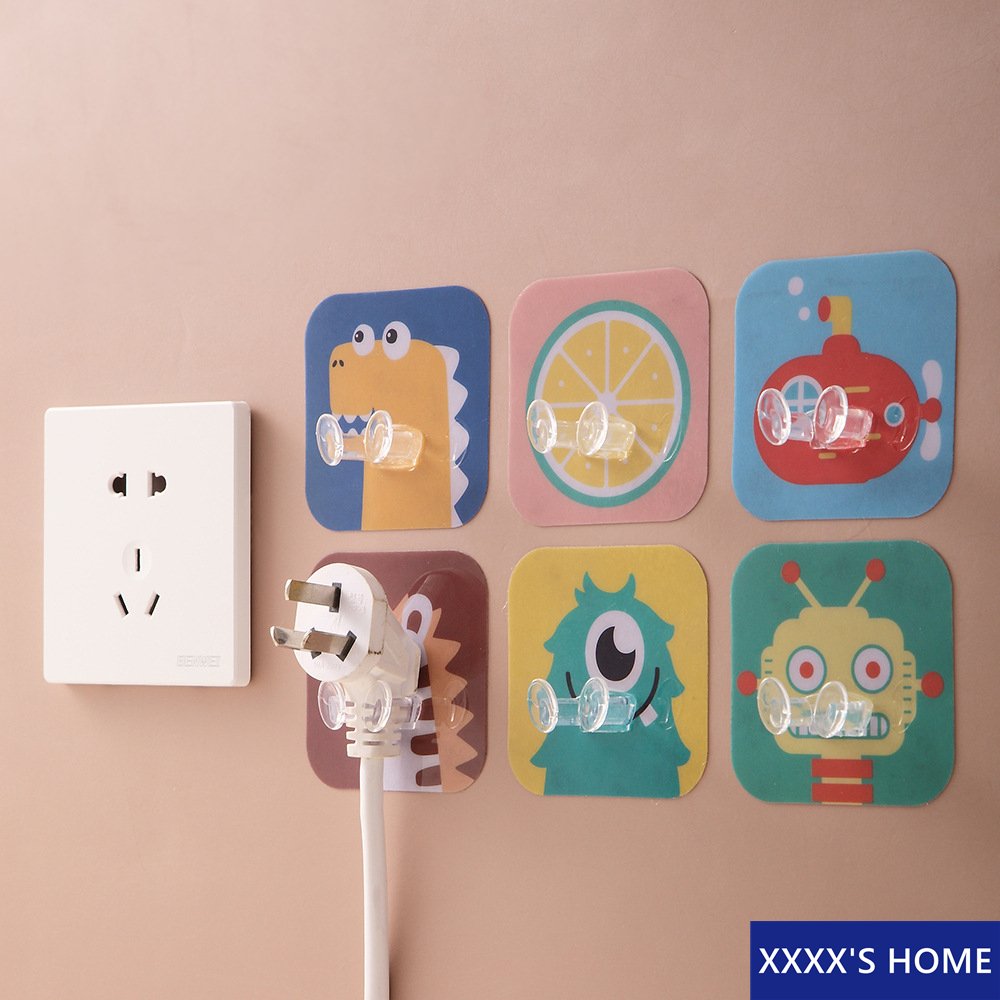 #XX46 Cartoon plug hook, plug hanger 1 ชิ้น ตะขอแขวนติดผนัง ตะขอแขวนอเนกประสงค์ แขวนปลั๊ก