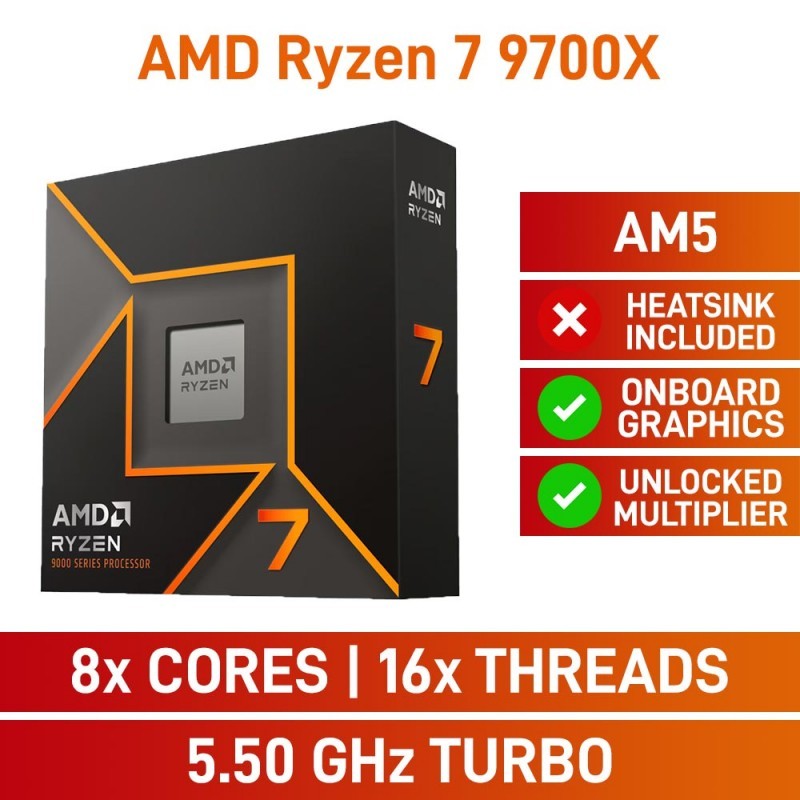 CPU (ซีพียู) AMD RYZEN 7 9700X - 8C 16T 3.8 - 5.5GHz (AMD SOCKET AM5)