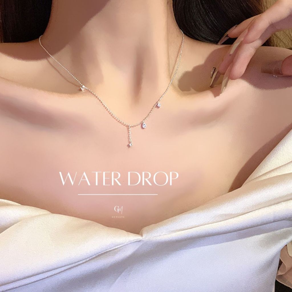 OUTLETS ล้างสต็อกจากโรงงานตรง สร้อยคอ Water Drop สร้อยคอเงิน สร้อยคอเพชร Valentine ของขวัญ สร้อยเงิน