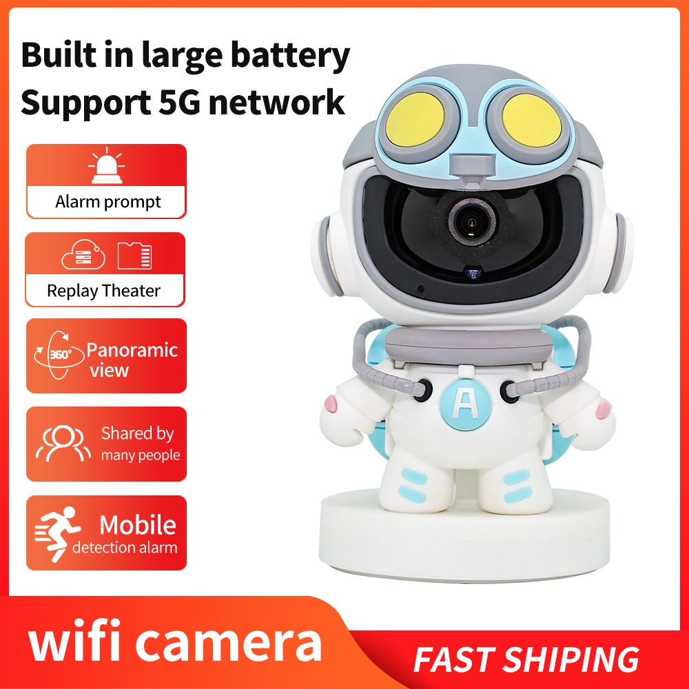 กล้องวงจรปิด IP camara หุ่นยนต์ มีแบตเตอรี่ในตัว คุณภาพสูง Wi-Fi คมชัด HD 2MP หมุนคอได้ 3ุ0องศา
