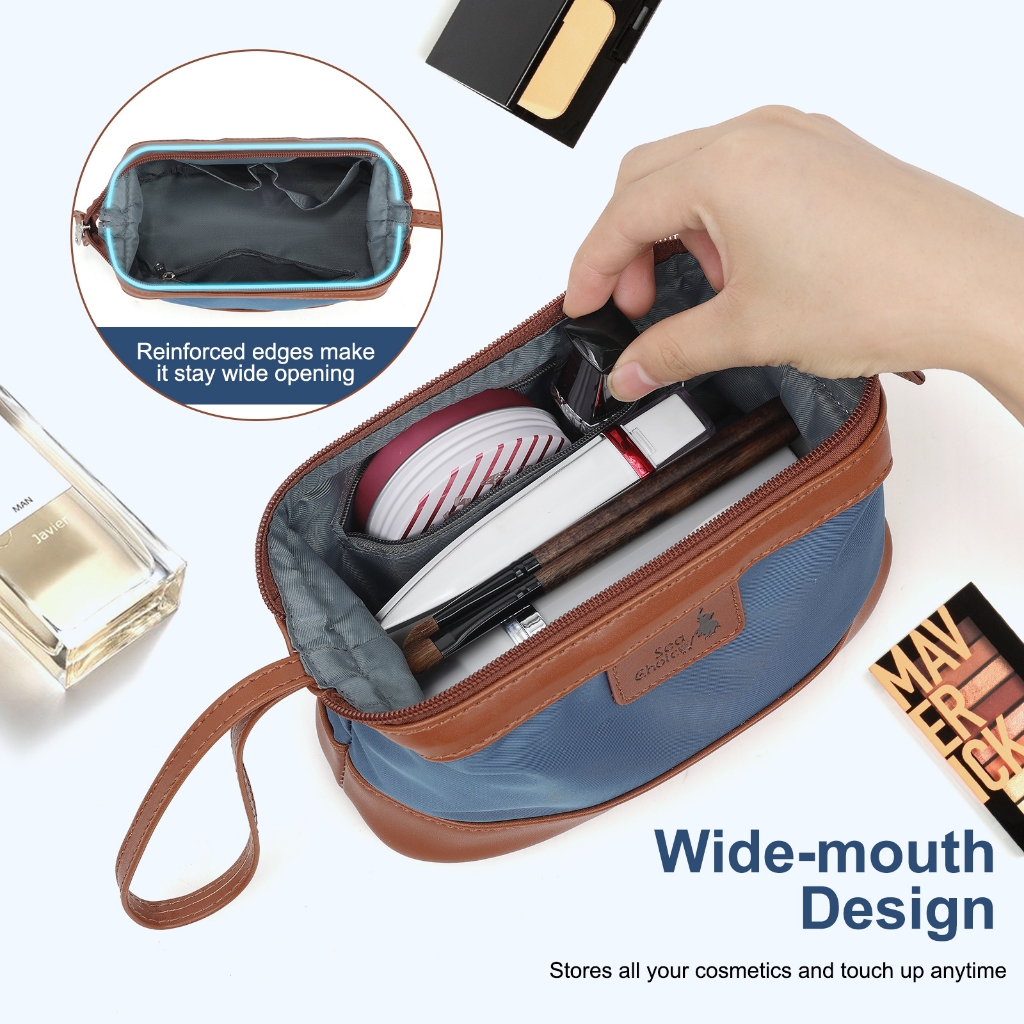 SeaChoice กระเป๋าเครื่องสำอางเดินทาง  Bag Cosmetic กระเป๋าเครื่องสำอางขนาดใหญ่  กระเป๋าซิปเปิดกว้าง กระเป๋าจัดระเบียบ