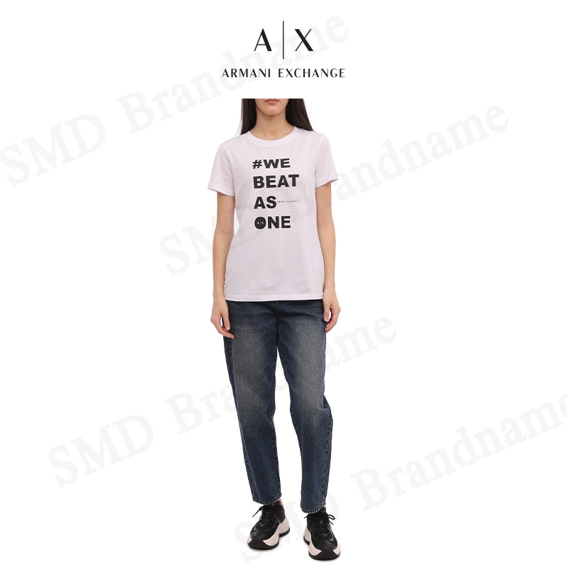 Armani Exchange เสื้อยืดคอกลมผู้หญิงรุ่น Sustainability Values Regular Fit Jersey Cotton T-Shirt Code: 6RYT10 YJ3RZ 1000 - รูปที่ 6