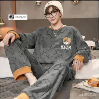 🧸[ราคาถูกที่สุด]ชุดนอนผู้ชาย เสื้อยืดการ์ตูน + กางเกง 16 รูปแบบ M-4XL