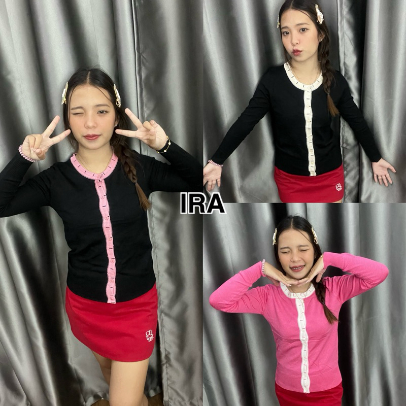 BY IRA เสื้อคลุมแต่งแถบสี สีพื้น ผ้าไหมพรม นุ่มผ้าดี