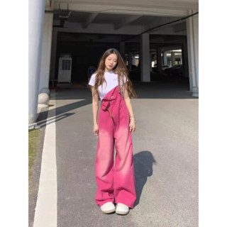 เอี๊ยมยีนส์ฤดูร้อนสไตล์เกาหลีสีชมพู เอี๊ยมผ้ายีนส์ของผู้หญิง…