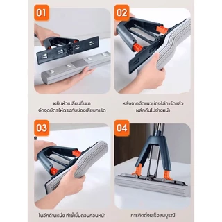 T-ONEไม้ถูพื้นฟองน้ํา PVA 28 ซม. แฮนด์ฟรี บีบแห้ง ไม้ถูพื้นทําความสะอาดพื้น ไม้ถูพื้นเปียกและแห้ง ดูดซับน้ําที่มีประสิทธ