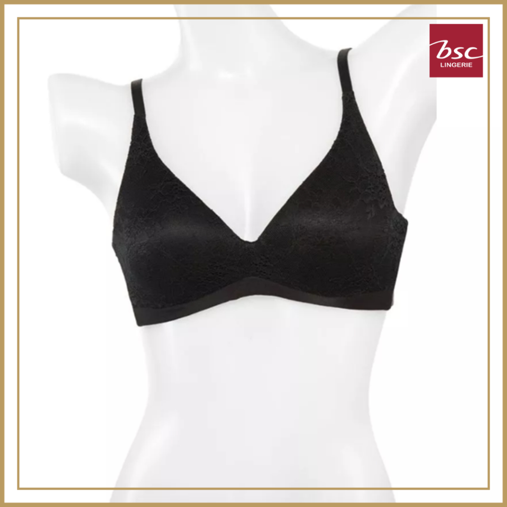 BSC Lingerie ชุดชั้นในไร้โครง ซีทรู ผ้าพลีท แต่งลูกไม้ มีให้เลือก 3 สี - BB3358