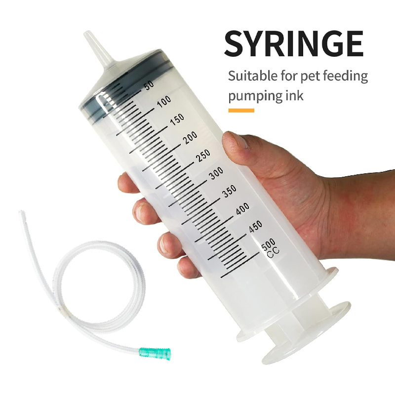ไซริงค์ พลาสติก 100-500ml Syringe กระบอกฉีดยา ไซริงค์ใหญ่ ดูดของเหลว ให้อาหาร แถมสายยาง 30cm