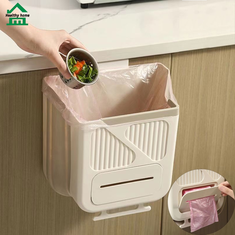Healthy homeถังขยะในครัว ถังขยะพับได้ 6-11L เพิ่มขนาดเพิ่มหนา ห้องนั่งเล่น ห้องครัว ห้องนอน ถังขยะ