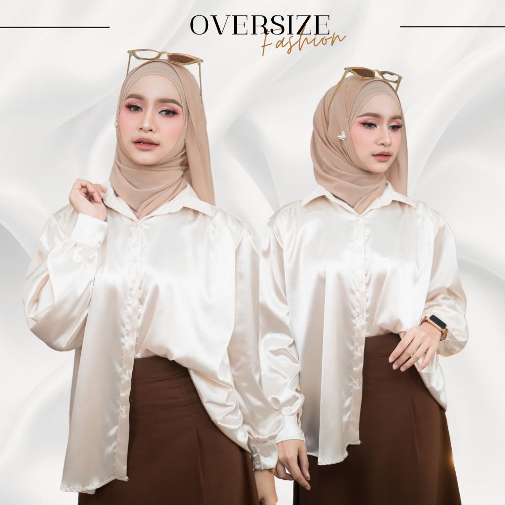 เสื้อคอปกผ้าซาติน คละเฉดสี ดีไซส์เรียบหรู งานแขนยาวทรงโคมไฟ สวมใส่แล้วดูดีมีสไตล์ DG33วาริสมุสลิม