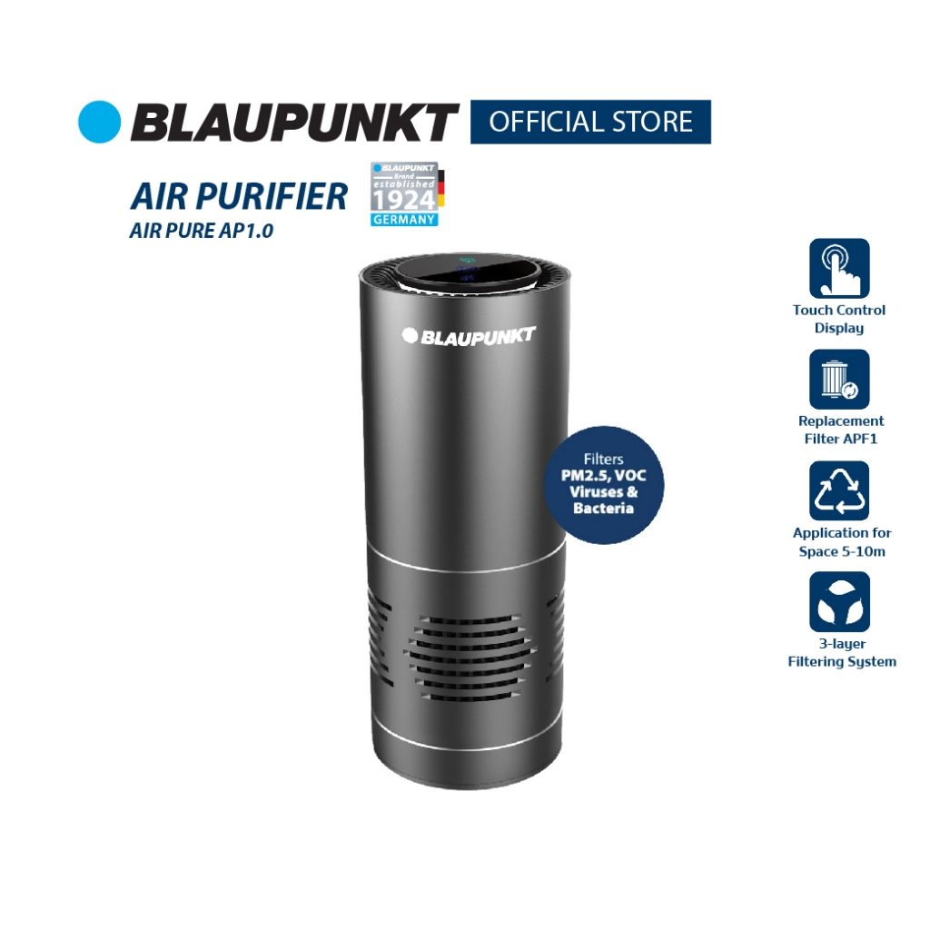 BLAUPUNKT เครื่องฟอกอากาศ Air Pure AP1.0  ด้วยระบบกรอง 3 ชั้น คุณภาพอากาศสามารถสะอาดได้ถึง 99% สามาร