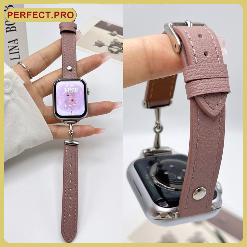 สายหนังแท้รูปตัว T เหมาะสำหรับ iwatch series11 10 9 8 7 6 SE 5 4 3 2 1 lambskin สายโลหะ 49mm46mm45mm44mm42mm41mm40mm38mm