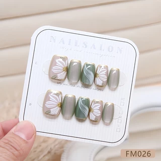 🔥พร้อมส่งไทย🔥FM เล็บปลอม สไตล์โมเดิรน สีลูกแก้วแคทอายใช้งานง่าย 10 ชิ้น/ไซส์ Mเซ็ตเล็บปลอม ฟรีกาวสิริโคนติดเล็บ เล็บปลอม