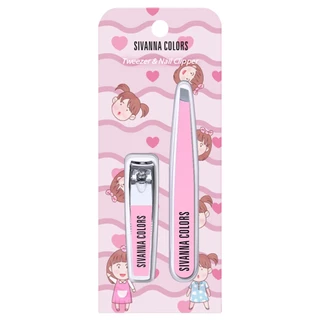 SIVANNA - Pink Tweezer And Nail Clipper Kit (2 PCS) ซีเวนน่า คัลเลอร์ส พิ้งค์ ทวีซเซร์ส แอนด์ เนล คลิปเปอร์ คิท HF23