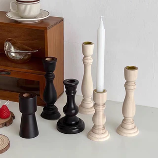 OurHome [พร้อมส่ง] เชิงเทียนไม้ Wooden candlestick holder เชิงเทียนอาหารค่ำใต้แสงเทียนการถ่ายภาพอุปกรณ์ประกอบฉากตกแต่ง