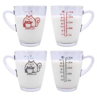 แก้วสเกลสีแดง ตวงส่วนผสม แก้วชงกาแฟ Malong Cafe ขนาด 8 ออนซ์ / 250 มล.