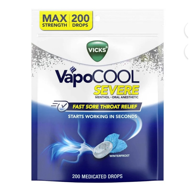 ลูกอม Vicks Vapo cool รส winterfrost 200 เม็ด ใหม่ แท้