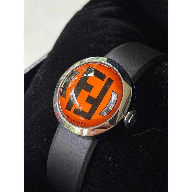 FENDI Bussola Bubble Orange Watch Authentic Vintage Orange Black Silver tone Watch