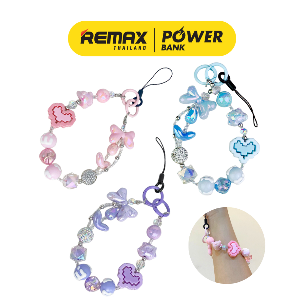 Maxx Phone and Powerbank strap KUN-530 - สายคล้องโทรศัพท์ ลูกปัด หลากสี ลายน่ารัก สีพาสเทล