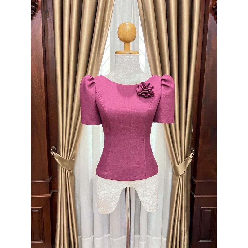 R11 ผ้าฝ้าย ญาญ่า แต่งดอกไม้ ซิปหลัง พร้อมส่ง