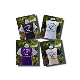 เสื้อยืดแขนต่อผ้าcotton ลาย เนวี่