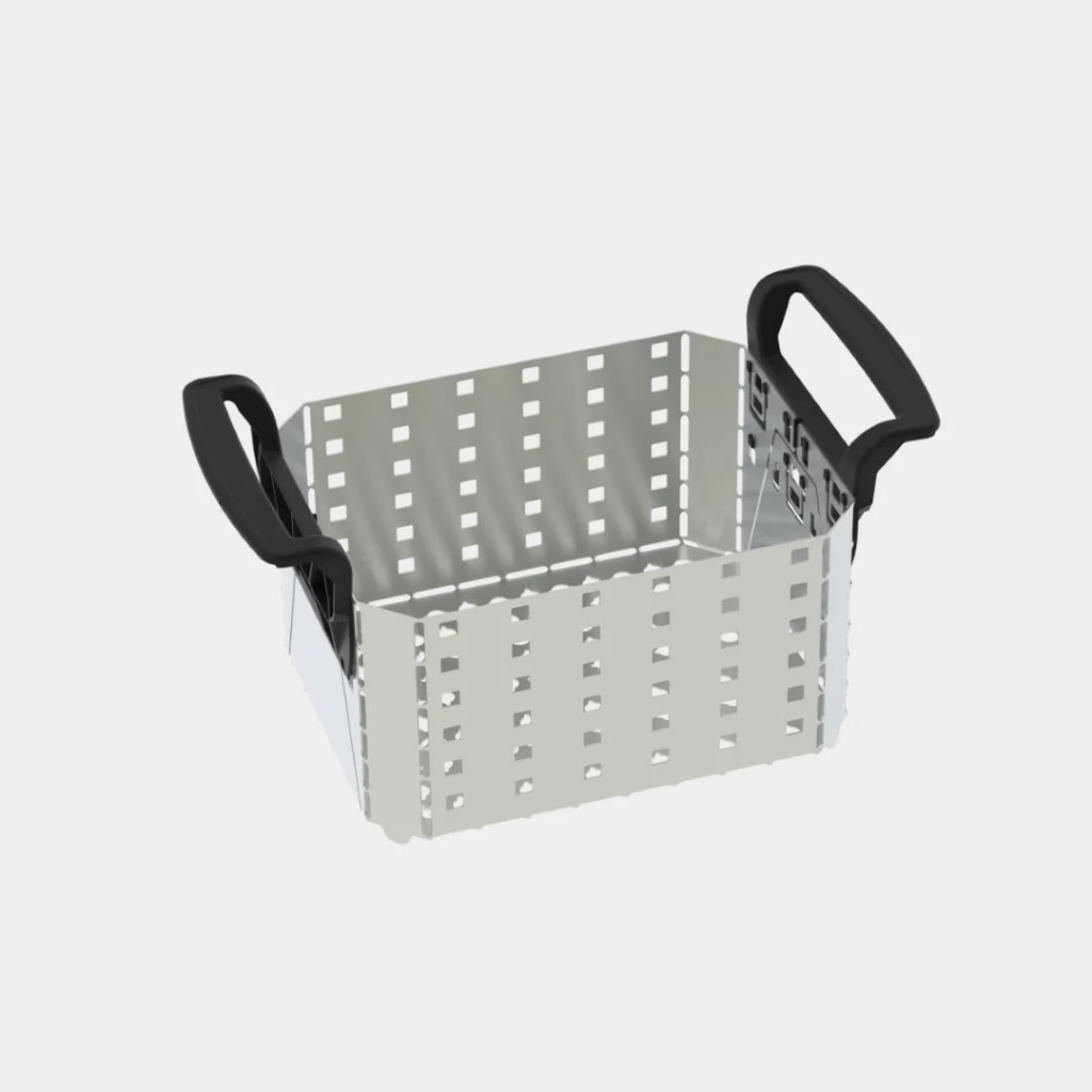 stainless steel modular basket for elma ultrasonic Type 120 ตะกร้าสแตนเลสแบบโมดูลาร์ พร้อมที่จับพลาส