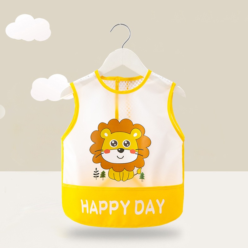 Babyonline(R122)F1 (ส่งด่วน1วัน)ผ้ากันเปื้อนแขนกุดลายการ์ตูนTPUกันน้ำ มีช่องรองเศษอาหาร ระบายอากาศ - รูปที่ 3